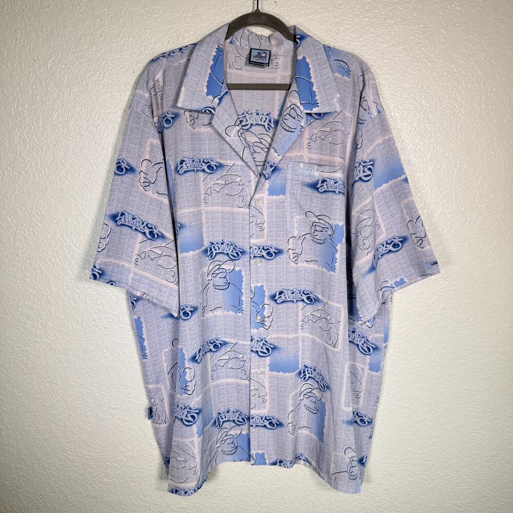 Southpole Y2K Shirt Men XXL Logo All Over Print Button Up Hip Hop Streetwear 90s